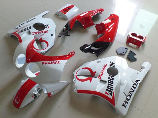 1990-1998 Honda CBR250RR MC22 Motorcycle Fairings - White Red Pramac Bridgestone