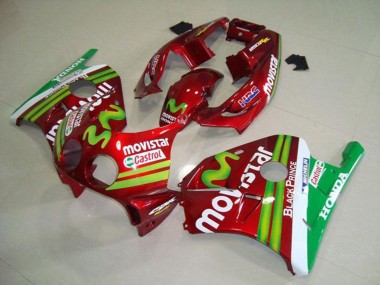 1990-1998 Honda CBR250RR MC22 Motorcycle Fairings - Red White Green MoviStar