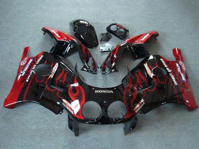 1990-1998 Honda CBR250RR MC22 Motorcycle Fairings - Glossy Black Red Flame