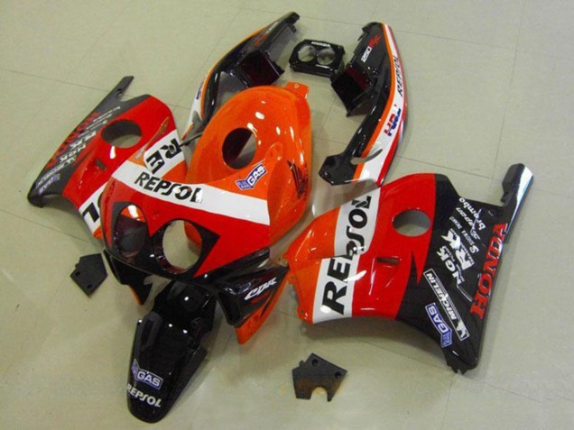1990-1998 Honda CBR250RR MC22 Motorcycle Fairings - Orange White Red Glossy Black HRC Repsol