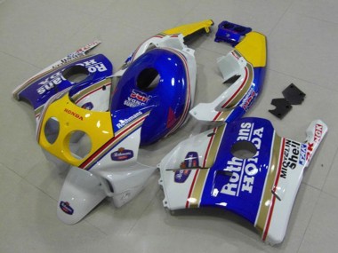 1990-1998 Honda CBR250RR MC22 Motorcycle Fairings - White Blue Yellow Rothmans