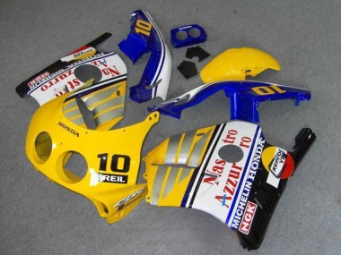1990-1998 Honda CBR250RR MC22 Motorcycle Fairings - Yellow Blue Silver White Red Nastro Azzurro Breil 10