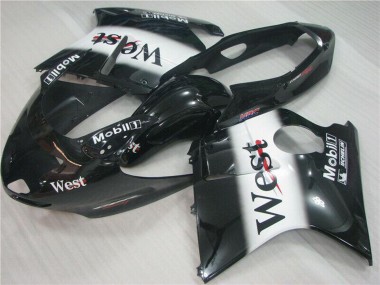1996-2007 Honda CBR1100XX Blackbird Motorcycle Fairings - Glossy Black White West