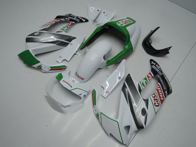 1997-2005 Honda VTR1000F Motorcycle Fairings - White Green Glossy Black Castrol