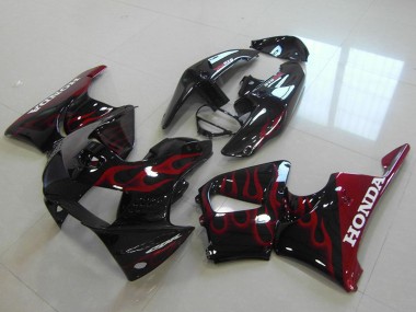 1998-1999 Honda CBR900RR 919 Motorcycle Fairings - Glossy Black Red Flame