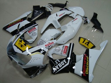 1998-1999 Honda CBR900RR 919 Motorcycle Fairings - White Yellow Glossy Black Playboy 14