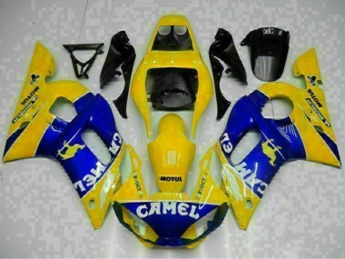 1998-2002 Yamaha YZF R6 Motorcycle Fairings - Yellow Blue White Camel Motul