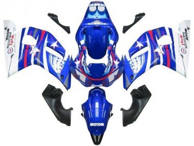 1998-2002 Yamaha YZF R6 Motorcycle Fairings - White Blue Red Fiat Motul