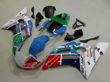 1998-2002 Yamaha YZF R6 Motorcycle Fairings - White Blue Green Red Fiat Motul Michelin Dunlop