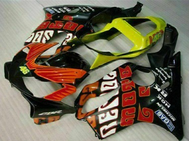 2001-2003 Honda CBR600 F4i Motorcycle Fairings - Yellow Orange Glossy Black Rossi 46