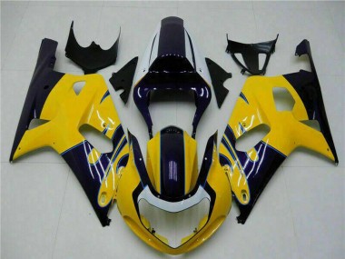 2001-2003 Suzuki GSXR 600/750 Motorcycle Fairings - Yellow Dark Blue Glossy Black