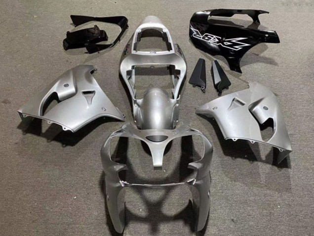 2002-2003 Kawasaki ZX9R Motorcycle Fairings - Silver Glossy Black