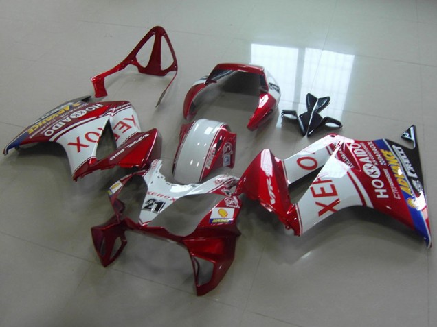 2002-2013 Honda VFR 800 Motorcycle Fairings - White Red Blue Xerox 21