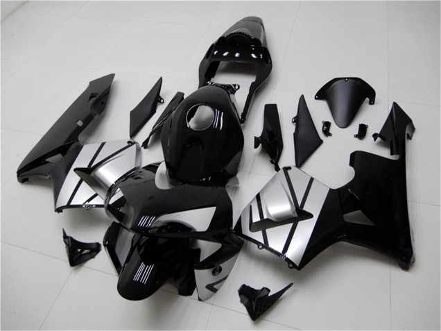 2003-2004 Honda CBR600RR Motorcycle Fairings - Silver Glossy Black Stripe