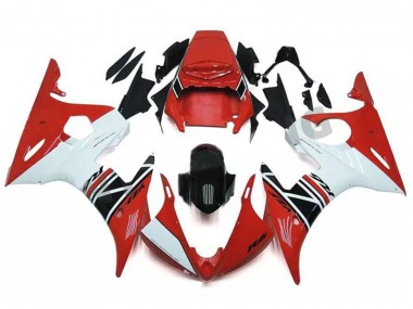 2003-2004 Yamaha YZF R6 Motorcycle Fairing - Red White Glossy Black