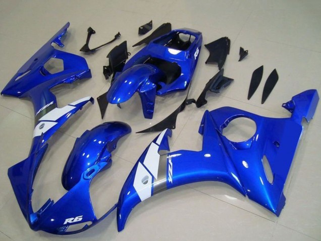 2003-2004 Yamaha YZF R6 Motorcycle Fairing - Blue White OEM Style