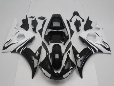 2003-2004 Yamaha YZF R6 Bike Fairings - White Glossy Black