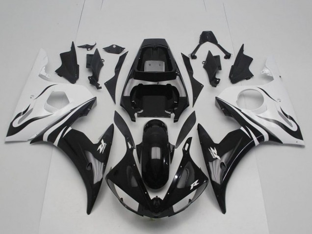 2003-2004 Yamaha YZF R6 Bike Fairings - White Glossy Black