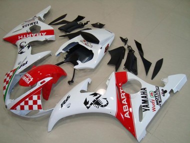 2003-2004 Yamaha YZF R6 Motorcycle Fairings - White Red Abarth Motul