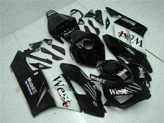2004-2005 Honda CBR1000RR Motorcycle Fairings - Glossy Black White West Mobil Michelin