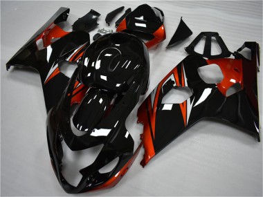 2004-2005 Suzuki GSXR 600/750 Motorcycle Fairings - Glossy Black Red Stripe