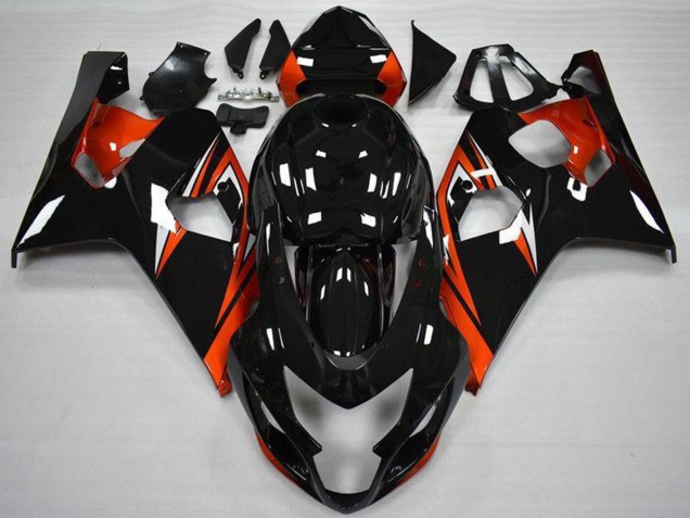 2004-2005 Suzuki GSXR 600/750 Motorcycle Fairings - Glossy Black Red Stripe