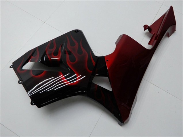 2005-2006 Honda CBR600RR Motorcycle Fairing Kits - Glossy Black Red Flame