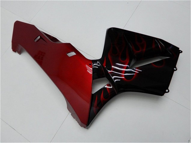 2005-2006 Honda CBR600RR Motorcycle Fairing Kits - Glossy Black Red Flame