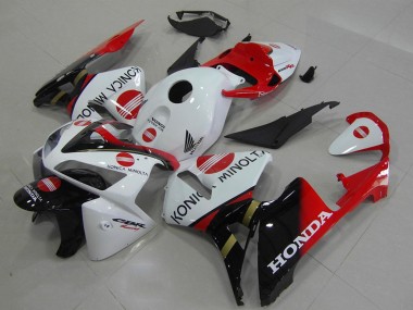 2005-2006 Honda CBR600RR Motorcycle Fairings - White Red Glossy Black Konica Minolta