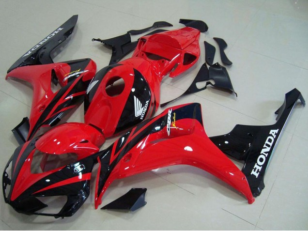 2006-2007 Honda CBR1000RR Motorcycle Fairing Kits - Red Glossy Black