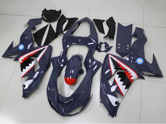2006-2007 Kawasaki ZX10R Motorcycle Fairings - Grey White Red Shark