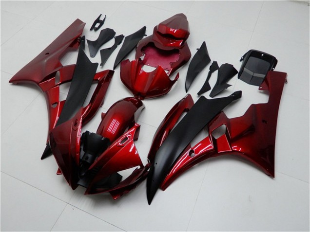 2006-2007 Yamaha YZF R6 Motorcycle Fairing Kits - Red Matte Black