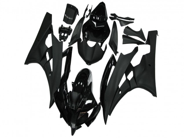 2006-2007 Yamaha YZF R6 Motorcycle Fairing - Glossy Black Matte Black