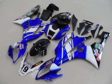 2006-2007 Yamaha YZF R6 Motorcycle Fairings - White Blue Glossy Black Fimer Yamalube