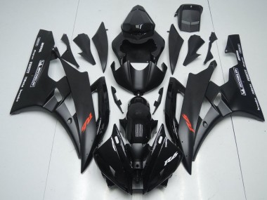 2006-2007 Yamaha YZF R6 Motorcycle Fairings - Glossy Black Matte Black Red Motul Michelin