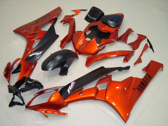 2006-2007 Yamaha YZF R6 Motorcycle Fairing - Orange Matte Black