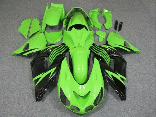2006-2011 Kawasaki ZX14R ZZR1400 Motorcycle Fairing - Green Glossy Black