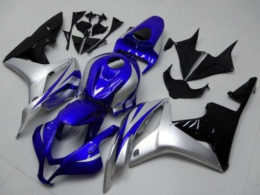 2007-2008 Honda CBR600RR Motorcycle Fairings - Silver Blue Glossy Black OEM Style