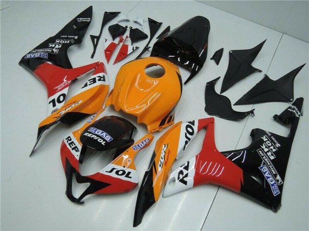 2007-2008 Honda CBR600RR Bike Fairings - Orange White Red Glossy Black Repsol