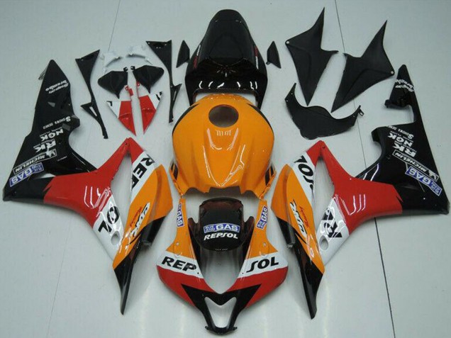 2007-2008 Honda CBR600RR Bike Fairings - Orange White Red Glossy Black Repsol