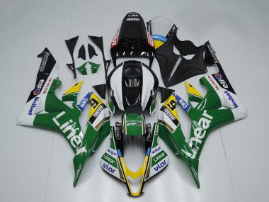2007-2008 Honda CBR600RR Motorcycle Fairings - Green White Glossy Black Liner