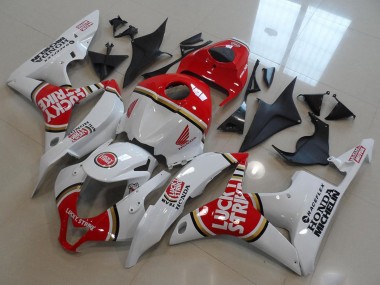 2007-2008 Honda CBR600RR Motorcycle Fairings - White Red Lucky Strike