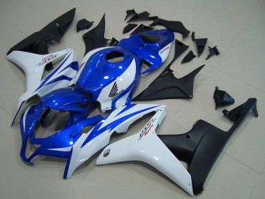 2007-2008 Honda CBR600RR Motorcycle Fairings - White Blue Matte Black