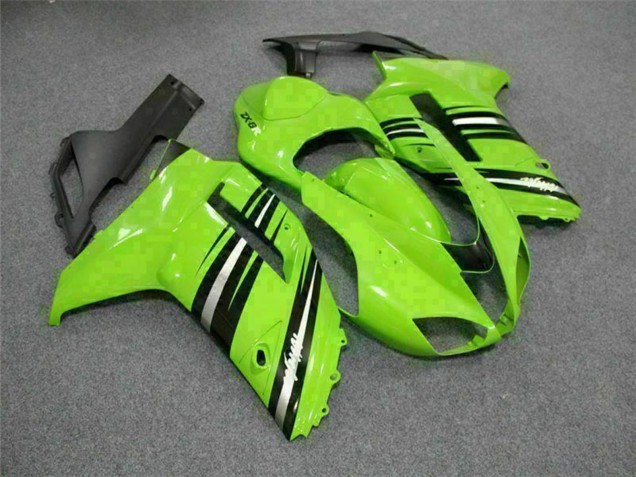 2007-2008 Kawasaki ZX6R Motorcycle Fairing Kits - Green Black