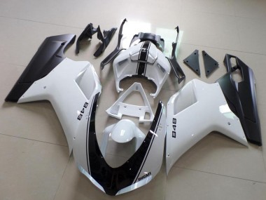 2007-2014 Ducati 848 Motorcycle Fairing - White Matte Black