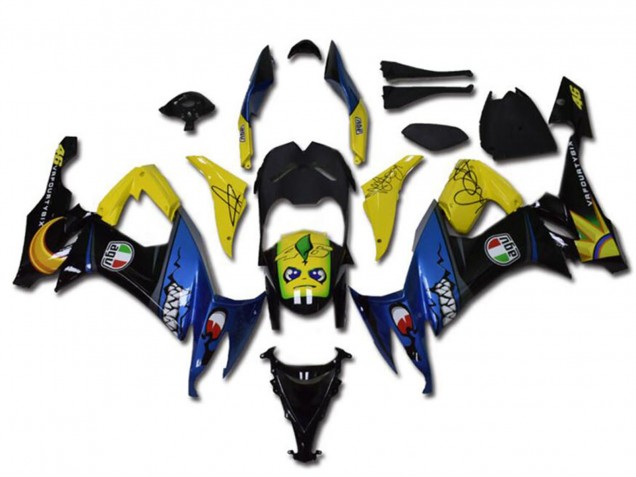 2008-2010 Kawasaki ZX10R Motorcycle Fairings - Yellow Black Blue Shark