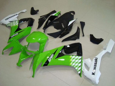 2008-2010 Kawasaki ZX10R Motorcycle Fairings - White Green Glossy Black