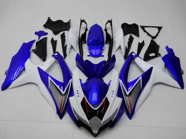 2008-2010 Suzuki GSXR 600/750 Motorcycle Fairings - White Blue Black Red Line