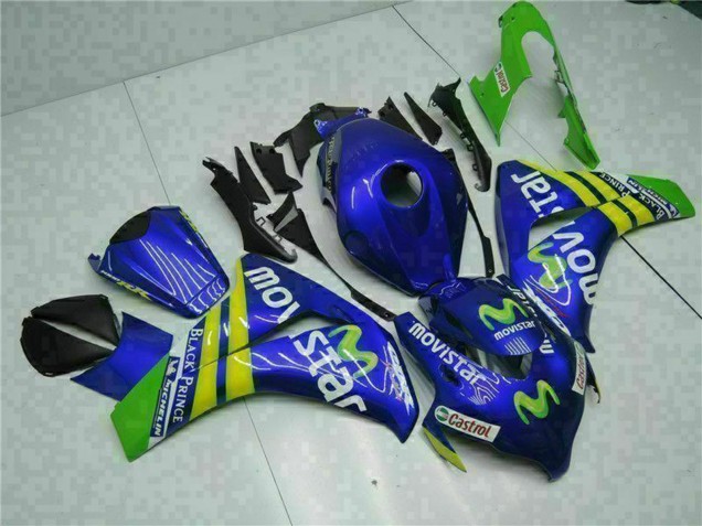 2008-2011 Honda CBR1000RR Motorcycle Fairings - Blue Yellow Green MoviStar Castrol