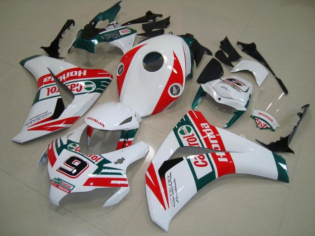 2008-2011 Honda CBR1000RR Motorcycle Fairings - White Red Dark Green Castrol No 9